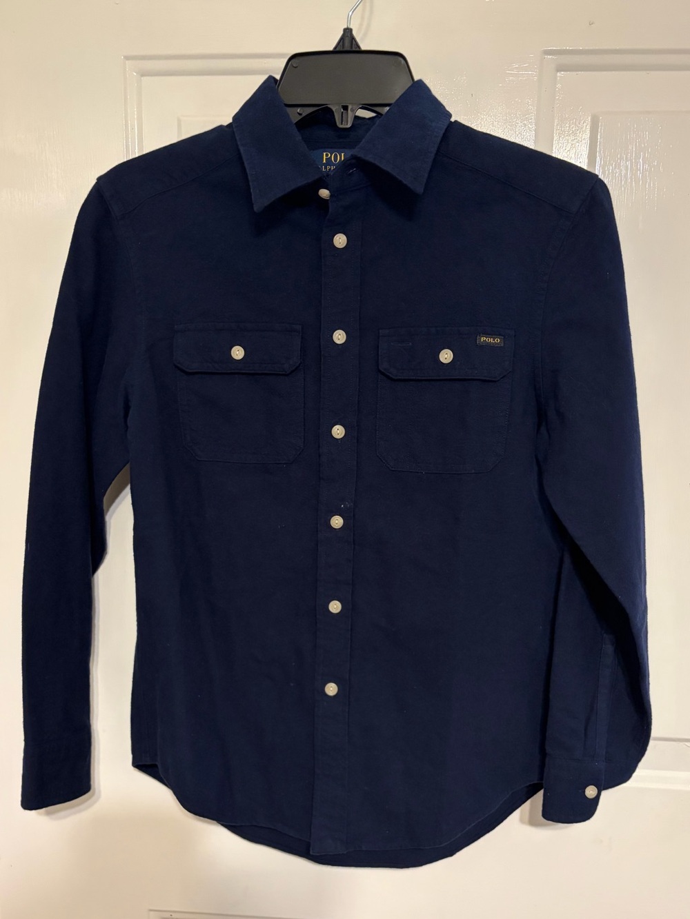 Polo Ralph Lauren Outstanding Navy Blue Long-Sleeve Flannel Shirt Size M (10-12)